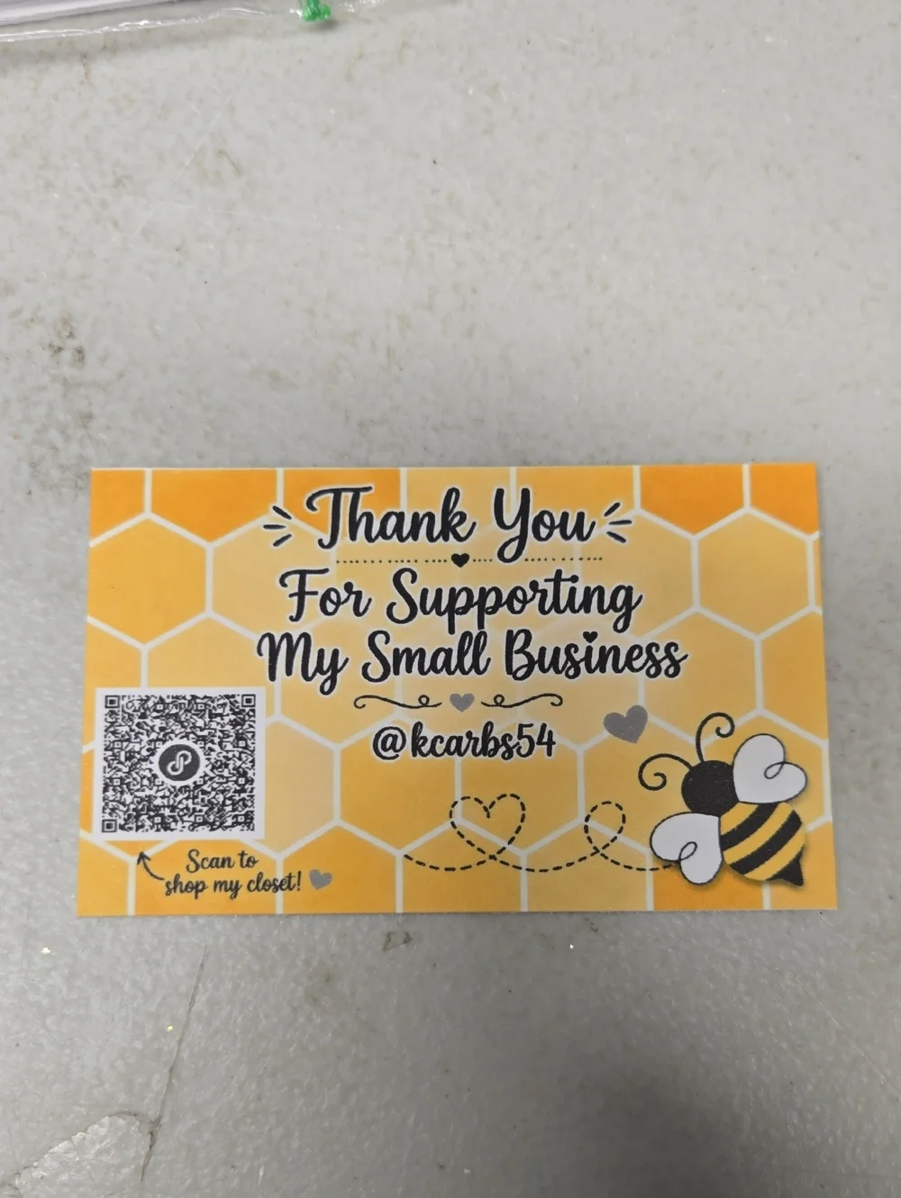 @kcarbs54 Hand Crafted Bumble Bee Small Business Thank a Card 50 Count